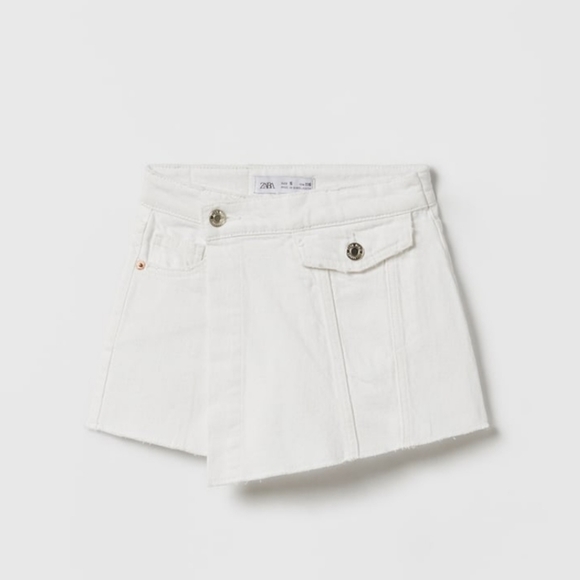 NWT ZARA white denim skort with pockets, white Size 13-14 - Picture 1 of 4